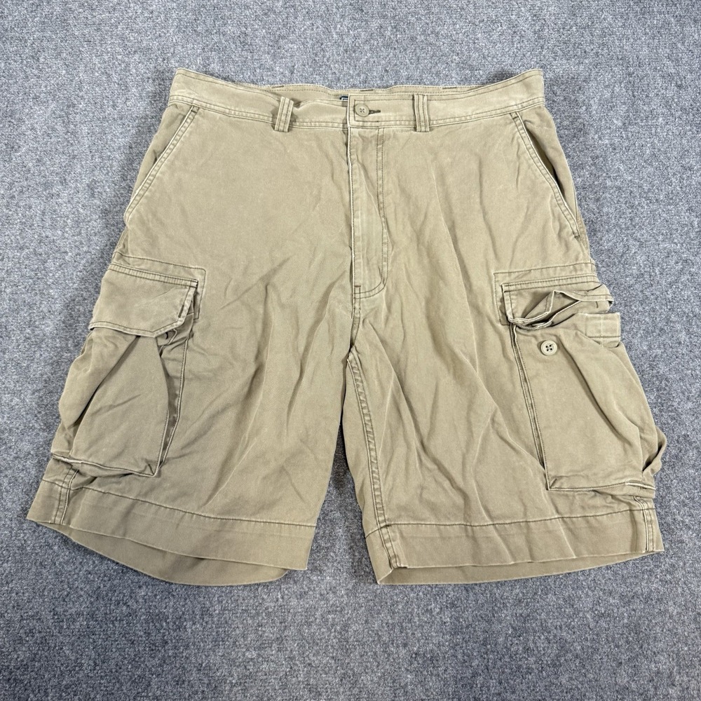 Vintage Polo Ralph Lauren Cargo Shorts Mens 36 Baggy Tan Y2K 90s 10" Inseam‎